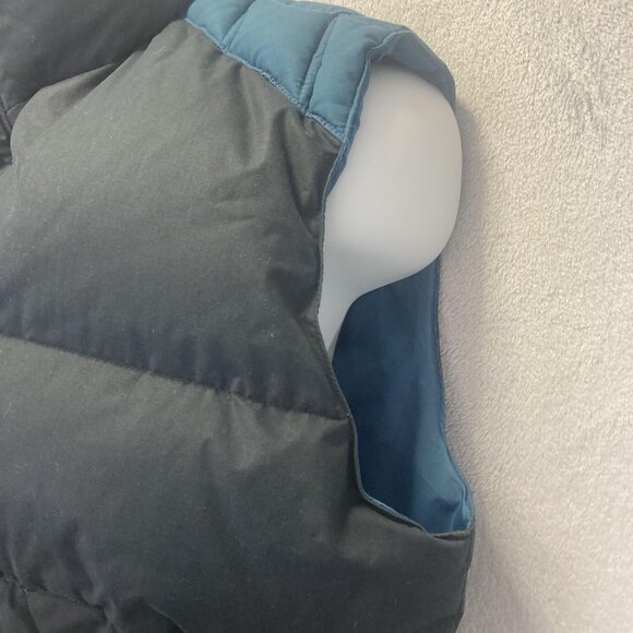 Vintage 90s Down Puffer Vest Mens Large L Black Blue Zip Warm Insulated Winter - Picture 12 of 16